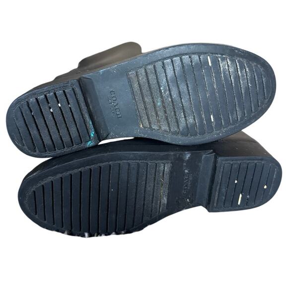 Authentic Women’s Coach Tristee Tall Black Lace Up Rain Riding Boots Size 5 B - Picture 6 of 9